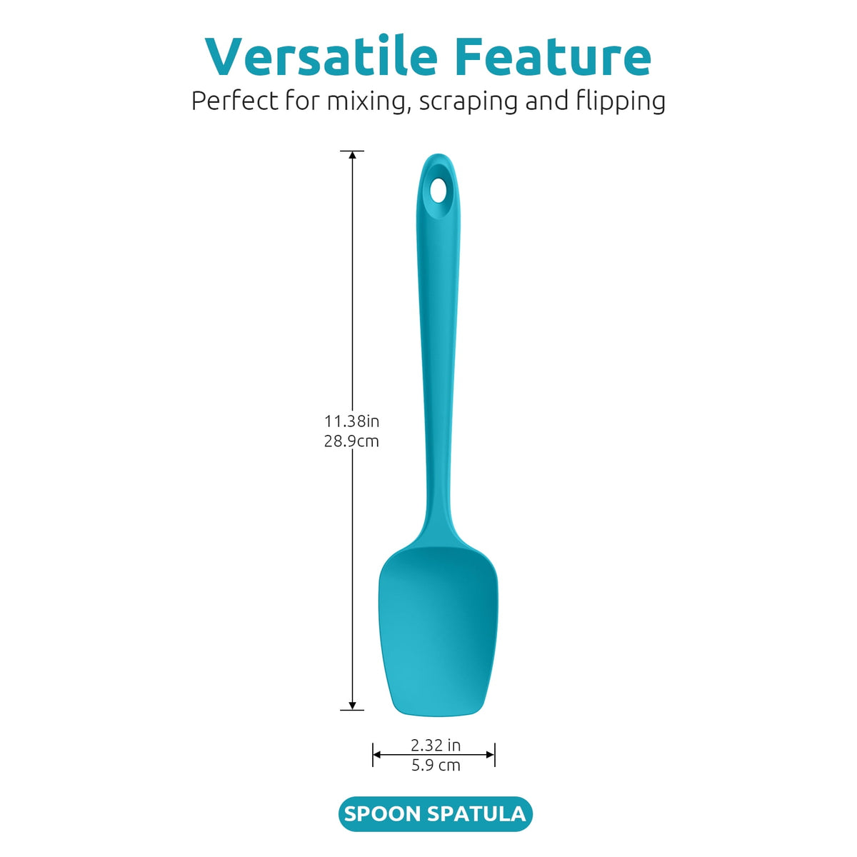 U-Taste Silicone Spoon Spatula Set of 3, 600°F Heat Resistant Food Grade Cooking Mixing Spoons, Kitchen Utensils Set for Nonstick Cookware, Multicolor