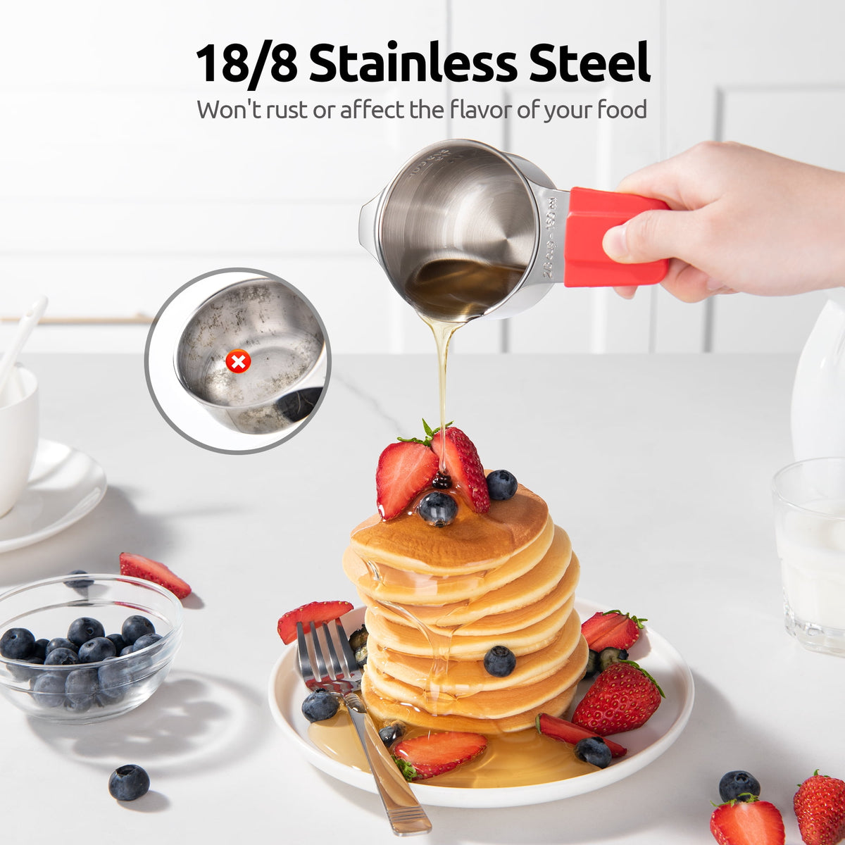 U-Taste 18/8 Stainless Steel Magnetic Measuring Cups and Spoons Set: 13-Piece Metal Stackable Kitchen Measure Set for Baking Cooking, Multicolor
