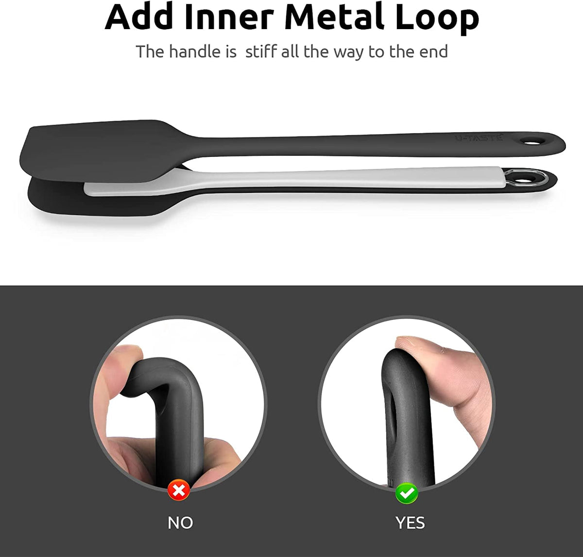 U-Taste 14in Extra Large Silicone Spatula, 600°F Heat Resistant Food Grade, Flexible Rubber Bowl Scraper for Kitchen Baking Cooking Mixing, Black