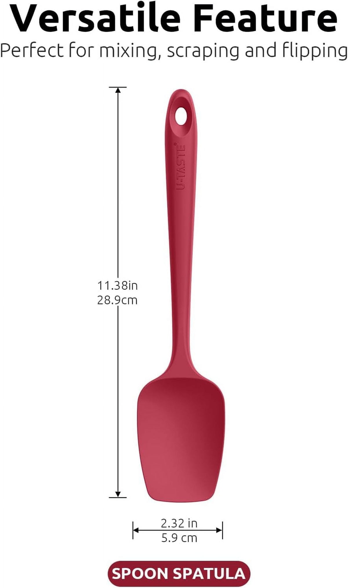 U-Taste Silicone Spoon Spatula Set of 3, 600°F Heat Resistant Food Grade Cooking Mixing Spoons, Kitchen Utensils Set for Nonstick Cookware, Colorful