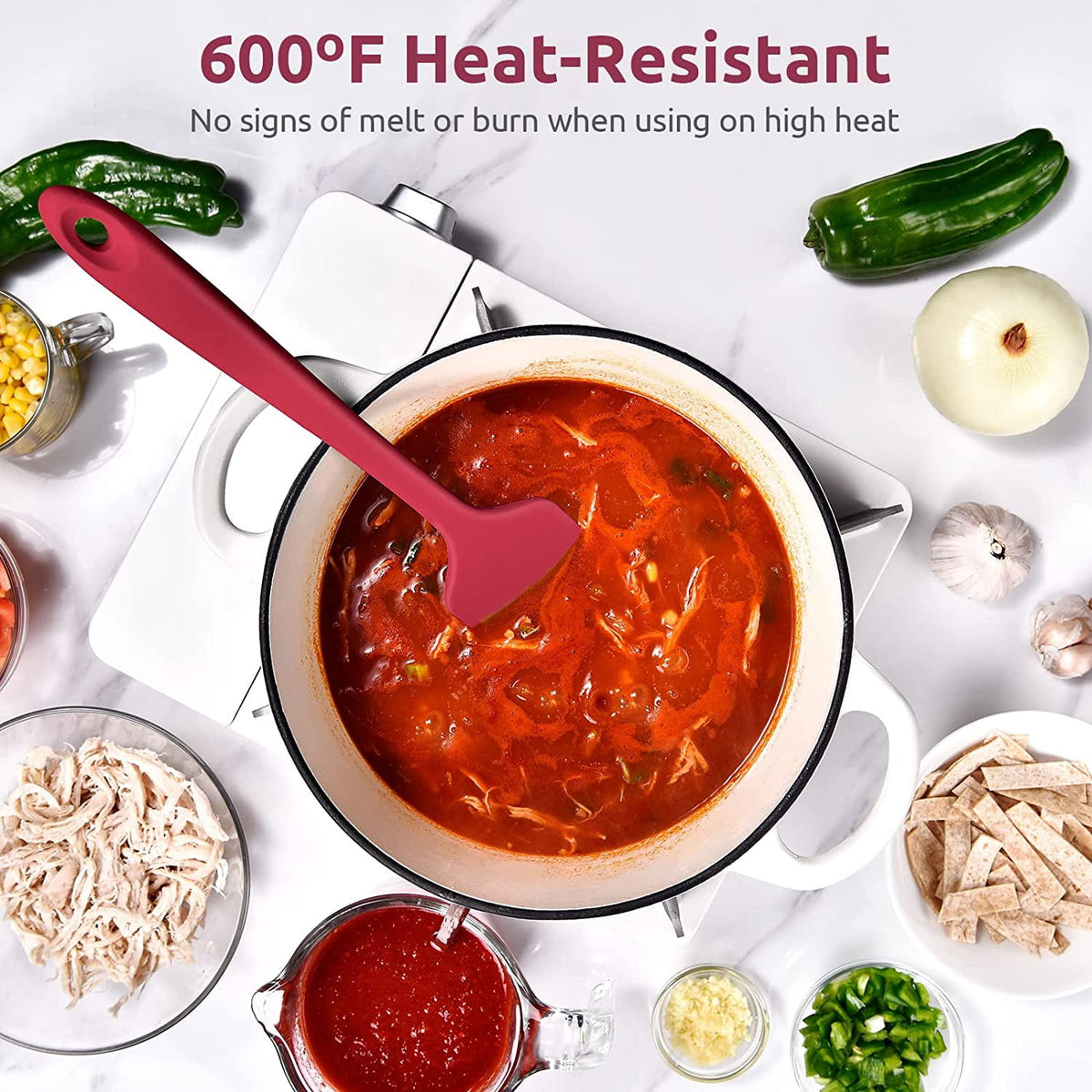 U-Taste 14in Extra Large Silicone Spatula, 600°F Heat Resistant Food Grade, Flexible Rubber Bowl Scraper for Kitchen Baking Cooking Mixing, Red