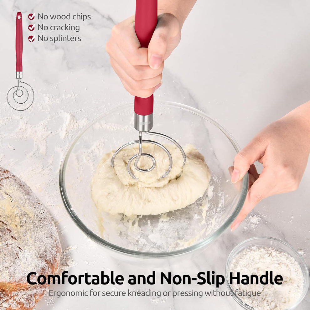 U-Taste Danish Dough Whisk, 18/8 Stainless Steel Sourdough Mixer Tool,