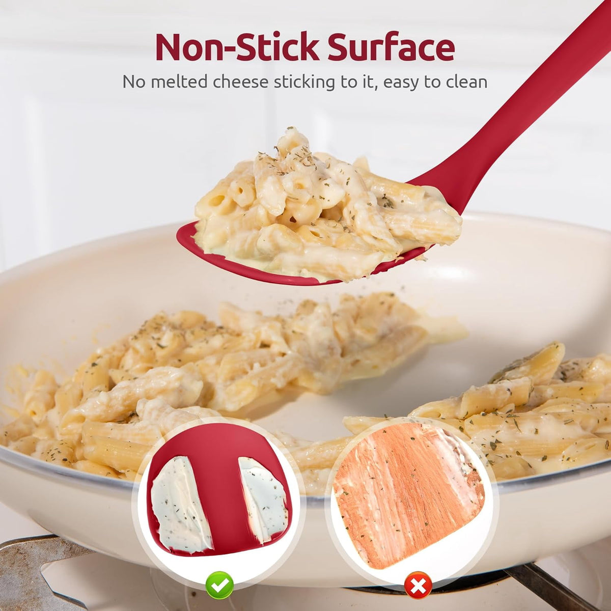 U-Taste 600ºF Heat Resistant Wok Spatula: Silicone Stir Fry Tool Cooking Utensils with Flexible Edge & Sturdy Core, 13.76" Long 3.63" Wide , Red