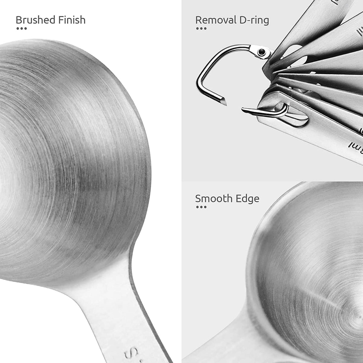 U-Taste 18/8 Stainless Steel Metal Measuring Spoons Set of 9: 1/16 Tsp, 1/8 Tsp, 1/4 Tsp, 1/3 Tsp, 1/2 Tsp, 3/4 Tsp, 1 Tsp, 1/2 Tbsp, 1 Tbsp